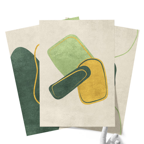 Textured Abstract Modern Minimalist Artwork – Home Decor for Living Room/Bedroom/Hallway/Office – Green - A3 - Set of 3