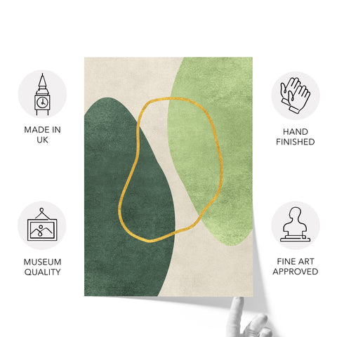 Textured Abstract Modern Minimalist Artwork – Home Decor for Living Room/Bedroom/Hallway/Office – Green - A3 - Set of 3