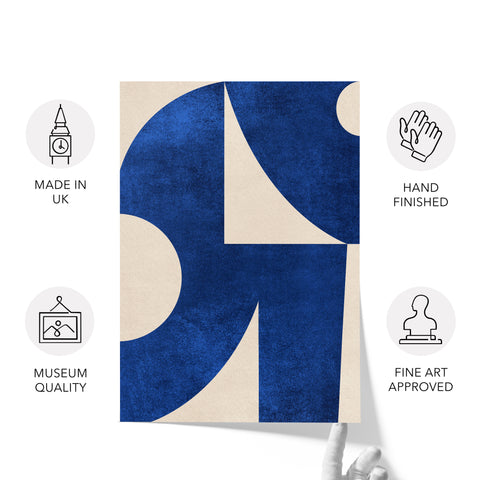 Textured Mid Century Modern Abstract Artwork – Home Decor for Living Room/Bedroom/Hallway/Office – Blue – A3- Set of 2