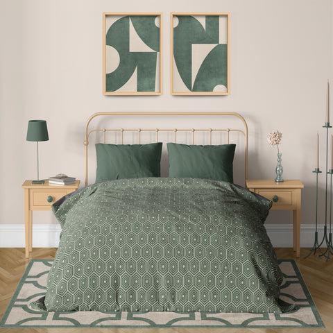 Textured Mid Century Modern Abstract Artwork – Home Decor for Living Room/Bedroom/Hallway/Office – Green – A4 - Set of 2