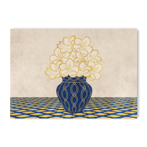 Vintage Vase with Flowers Fine Art Print – Blue - A4- Adam & Alice London - ADAM and ALICE Premium Fine Wall Art Unframed Print – Flowers Art – Vase - Home Decor for Living Room Bedroom Hallway Office – Neutral Background - Grey Blue Green Brown – A3 A4 A2