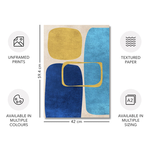 Abstract Minimalist Artwork – Neutral/Blue – A2 – Set of 2