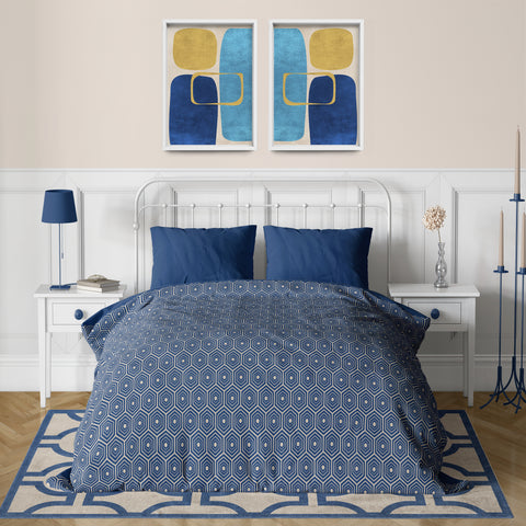 Abstract Minimalist Artwork – Neutral/Blue – A2 – Set of 2