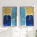 Abstract Minimalist Artwork – Neutral/Blue – A2 – Set of 2