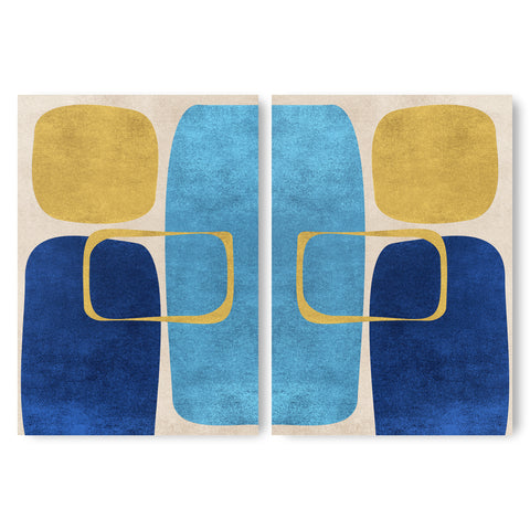 Abstract Minimalist Artwork – Neutral/Blue – A2 – Set of 2