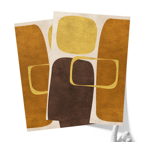 Abstract Minimalist Artwork – Neutral/Brown – A2 – Set of 2