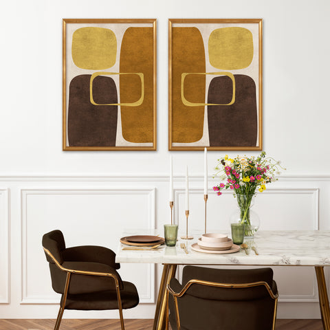 Abstract Minimalist Artwork – Neutral/Brown – A2 – Set of 2