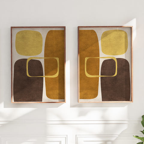 Abstract Minimalist Artwork – Neutral/Brown – A2 – Set of 2