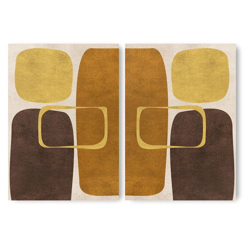 Abstract Minimalist Artwork – Neutral/Brown – A2 – Set of 2