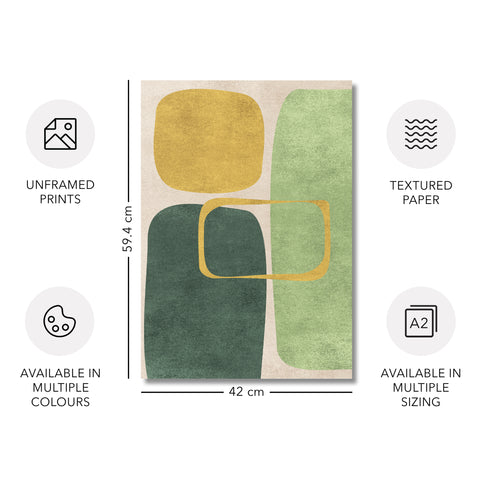 Abstract Minimalist Artwork – Neutral/Green – A2 – Set of 2
