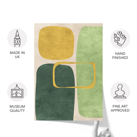 Abstract Minimalist Artwork – Neutral/Green – A2 – Set of 2