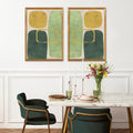Abstract Minimalist Artwork – Neutral/Green – A2 – Set of 2