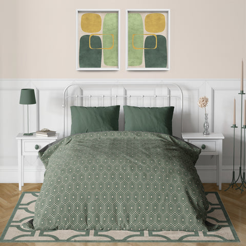 Abstract Minimalist Artwork – Neutral/Green – A2 – Set of 2