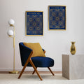 Classic Gold Flowers Artwork – Exclusive Gold Collection - Home Decor for Living Room/Bedroom/Hallway/Office – Blue – A4 - Set of 2- Adam & Alice London - ADAM and ALICE Premium Fine Wall Art Unframed Print – Flowers Art – Vase - Home Decor for Living Room Bedroom Hallway Office – Neutral Background - Grey Blue Green Brown – A3 A4 A2