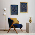 Classic Gold Flowers Artwork – Exclusive Gold Collection - Home Decor for Living Room/Bedroom/Hallway/Office – Blue – A4 - Set of 2- Adam & Alice London - ADAM and ALICE Premium Fine Wall Art Unframed Print – Flowers Art – Vase - Home Decor for Living Room Bedroom Hallway Office – Neutral Background - Grey Blue Green Brown – A3 A4 A2