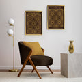 Classic Gold Flowers Artwork – Exclusive Gold Collection - Home Decor for Living Room/Bedroom/Hallway/Office – Brown – A4 - Set of 2- Adam & Alice London - ADAM and ALICE Premium Fine Wall Art Unframed Print – Flowers Art – Vase - Home Decor for Living Room Bedroom Hallway Office – Neutral Background - Grey Blue Green Brown – A3 A4 A2
