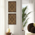 Classic Gold Flowers Artwork – Exclusive Gold Collection - Home Decor for Living Room/Bedroom/Hallway/Office – Brown – A4 - Set of 2- Adam & Alice London - ADAM and ALICE Premium Fine Wall Art Unframed Print – Flowers Art – Vase - Home Decor for Living Room Bedroom Hallway Office – Neutral Background - Grey Blue Green Brown – A3 A4 A2