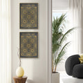 Classic Gold Flowers Artwork – Exclusive Gold Collection - Home Decor for Living Room/Bedroom/Hallway/Office – Gray – A4 - Set of 2- Adam & Alice London - ADAM and ALICE Premium Fine Wall Art Unframed Print – Flowers Art – Vase - Home Decor for Living Room Bedroom Hallway Office – Neutral Background - Grey Blue Green Brown – A3 A4 A2