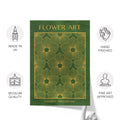Classic Gold Flowers Artwork – Exclusive Gold Collection - Home Decor for Living Room/Bedroom/Hallway/Office – Green – A4 - Set of 2- Adam & Alice London - ADAM and ALICE Premium Fine Wall Art Unframed Print – Flowers Art – Vase - Home Decor for Living Room Bedroom Hallway Office – Neutral Background - Grey Blue Green Brown – A3 A4 A2