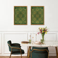Classic Gold Flowers Artwork – Exclusive Gold Collection - Home Decor for Living Room/Bedroom/Hallway/Office – Green – A4 - Set of 2- Adam & Alice London - ADAM and ALICE Premium Fine Wall Art Unframed Print – Flowers Art – Vase - Home Decor for Living Room Bedroom Hallway Office – Neutral Background - Grey Blue Green Brown – A3 A4 A2