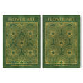 Classic Gold Flowers Artwork – Exclusive Gold Collection - Home Decor for Living Room/Bedroom/Hallway/Office – Green – A4 - Set of 2- Adam & Alice London - ADAM and ALICE Premium Fine Wall Art Unframed Print – Flowers Art – Vase - Home Decor for Living Room Bedroom Hallway Office – Neutral Background - Grey Blue Green Brown – A3 A4 A2