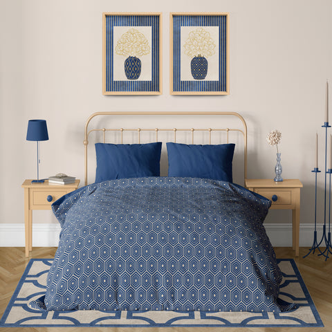 Classy Classic Flowers Artwork – Blue – A3 - Set of 2- Adam & Alice London - ADAM and ALICE Premium Fine Wall Art Unframed Print – Flowers Art – Vase - Home Decor for Living Room Bedroom Hallway Office – Neutral Background - Grey Blue Green Brown – A3 A4 A2