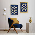 Classy Classic Flowers Artwork – London Gold Collection - Home Decor for Living Room/Bedroom/Hallway/Office – Blue – A4 - Set of 2- Adam & Alice London - ADAM and ALICE Premium Fine Wall Art Unframed Print – Flowers Art – Vase - Home Decor for Living Room Bedroom Hallway Office – Neutral Background - Grey Blue Green Brown – A3 A4 A2