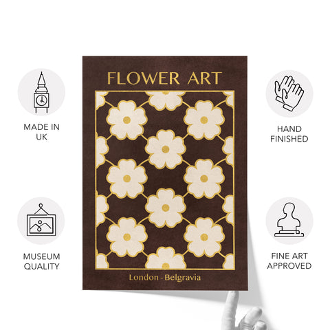Classy Classic Flowers Artwork – London Gold Collection - Home Decor for Living Room/Bedroom/Hallway/Office – Brown – A4 - Set of 2- Adam & Alice London - ADAM and ALICE Premium Fine Wall Art Unframed Print – Flowers Art – Vase - Home Decor for Living Room Bedroom Hallway Office – Neutral Background - Grey Blue Green Brown – A3 A4 A2