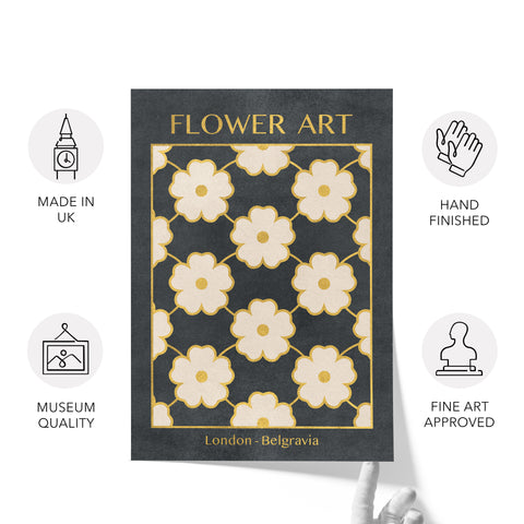 Classy Classic Flowers Artwork – London Gold Collection - Home Decor for Living Room/Bedroom/Hallway/Office – Gray – A4 - Set of 2- Adam & Alice London - ADAM and ALICE Premium Fine Wall Art Unframed Print – Flowers Art – Vase - Home Decor for Living Room Bedroom Hallway Office – Neutral Background - Grey Blue Green Brown – A3 A4 A2