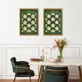 Classy Classic Flowers Artwork – London Gold Collection - Home Decor for Living Room/Bedroom/Hallway/Office – Green – A4 - Set of 2- Adam & Alice London - ADAM and ALICE Premium Fine Wall Art Unframed Print – Flowers Art – Vase - Home Decor for Living Room Bedroom Hallway Office – Neutral Background - Grey Blue Green Brown – A3 A4 A2