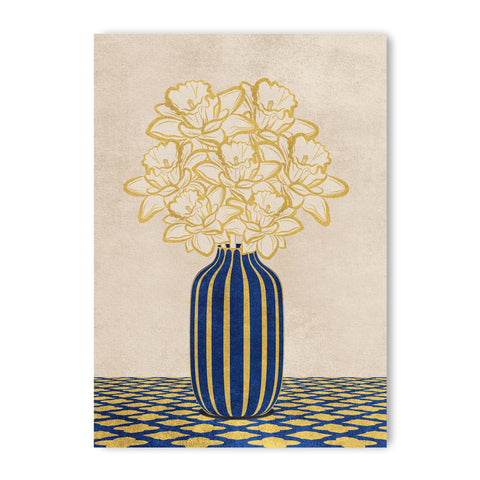 Flowers Art – Vase - Home Decor for Living Room/Bedroom/Hallway/Office – Blue - A4- Adam & Alice London - ADAM and ALICE Premium Fine Wall Art Unframed Print – Flowers Art – Vase - Home Decor for Living Room Bedroom Hallway Office – Neutral Background - Grey Blue Green Brown – A3 A4 A2
