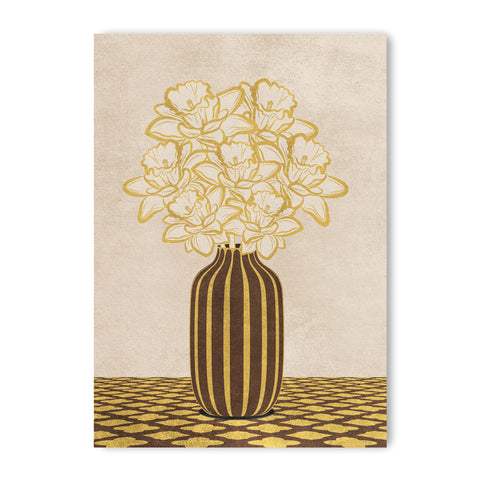 Flowers Art – Vase - Home Decor for Living Room/Bedroom/Hallway/Office – Brown - A4- Adam & Alice London - ADAM and ALICE Premium Fine Wall Art Unframed Print – Flowers Art – Vase - Home Decor for Living Room Bedroom Hallway Office – Neutral Background - Grey Blue Green Brown – A3 A4 A2