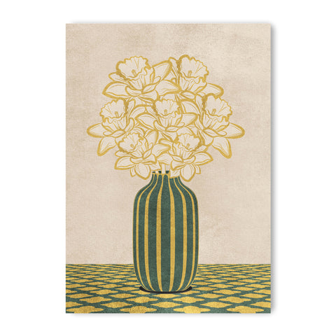 Flowers Art – Vase - Home Decor for Living Room/Bedroom/Hallway/Office – Green - A4- Adam & Alice London - ADAM and ALICE Premium Fine Wall Art Unframed Print – Flowers Art – Vase - Home Decor for Living Room Bedroom Hallway Office – Neutral Background - Grey Blue Green Brown – A3 A4 A2