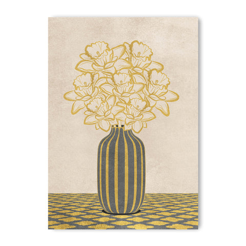 Flowers Art – Vase - Home Decor for Living Room/Bedroom/Hallway/Office – Grey - A4- Adam & Alice London - ADAM and ALICE Premium Fine Wall Art Unframed Print – Flowers Art – Vase - Home Decor for Living Room Bedroom Hallway Office – Neutral Background - Grey Blue Green Brown – A3 A4 A2