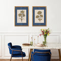 Golden Flowers Artwork – Gold Collection - Home Decor for Living Room/Bedroom/Hallway/Office – Blue – A4 - Set of 2- Adam & Alice London - ADAM and ALICE Premium Fine Wall Art Unframed Print – Flowers Art – Vase - Home Decor for Living Room Bedroom Hallway Office – Neutral Background - Grey Blue Green Brown – A3 A4 A2