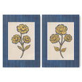 Golden Flowers Artwork – Gold Collection - Home Decor for Living Room/Bedroom/Hallway/Office – Blue – A4 - Set of 2- Adam & Alice London - ADAM and ALICE Premium Fine Wall Art Unframed Print – Flowers Art – Vase - Home Decor for Living Room Bedroom Hallway Office – Neutral Background - Grey Blue Green Brown – A3 A4 A2