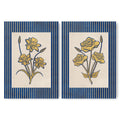 Golden Flowers Artwork – Gold Collection - Home Decor for Living Room/Bedroom/Hallway/Office – Blue – A4 - Set of 2- Adam & Alice London - ADAM and ALICE Premium Fine Wall Art Unframed Print – Flowers Art – Vase - Home Decor for Living Room Bedroom Hallway Office – Neutral Background - Grey Blue Green Brown – A3 A4 A2