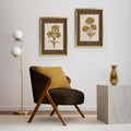 Golden Flowers Artwork – Gold Collection - Home Decor for Living Room/Bedroom/Hallway/Office – Brown – A4 - Set of 2- Adam & Alice London - ADAM and ALICE Premium Fine Wall Art Unframed Print – Flowers Art – Vase - Home Decor for Living Room Bedroom Hallway Office – Neutral Background - Grey Blue Green Brown – A3 A4 A2