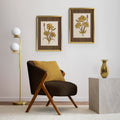 Golden Flowers Artwork – Gold Collection - Home Decor for Living Room/Bedroom/Hallway/Office – Brown – A4 - Set of 2- Adam & Alice London - ADAM and ALICE Premium Fine Wall Art Unframed Print – Flowers Art – Vase - Home Decor for Living Room Bedroom Hallway Office – Neutral Background - Grey Blue Green Brown – A3 A4 A2