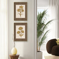 Golden Flowers Artwork – Gold Collection - Home Decor for Living Room/Bedroom/Hallway/Office – Brown – A4 - Set of 2- Adam & Alice London - ADAM and ALICE Premium Fine Wall Art Unframed Print – Flowers Art – Vase - Home Decor for Living Room Bedroom Hallway Office – Neutral Background - Grey Blue Green Brown – A3 A4 A2