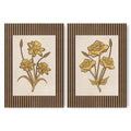 Golden Flowers Artwork – Gold Collection - Home Decor for Living Room/Bedroom/Hallway/Office – Brown – A4 - Set of 2- Adam & Alice London - ADAM and ALICE Premium Fine Wall Art Unframed Print – Flowers Art – Vase - Home Decor for Living Room Bedroom Hallway Office – Neutral Background - Grey Blue Green Brown – A3 A4 A2