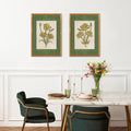 Golden Flowers Artwork – Gold Collection - Home Decor for Living Room/Bedroom/Hallway/Office – Geen – A3 - Set of 2- Adam & Alice London - ADAM and ALICE Premium Fine Wall Art Unframed Print – Flowers Art – Vase - Home Decor for Living Room Bedroom Hallway Office – Neutral Background - Grey Blue Green Brown – A3 A4 A2