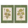 Golden Flowers Artwork – Gold Collection - Home Decor for Living Room/Bedroom/Hallway/Office – Geen – A3 - Set of 2- Adam & Alice London - ADAM and ALICE Premium Fine Wall Art Unframed Print – Flowers Art – Vase - Home Decor for Living Room Bedroom Hallway Office – Neutral Background - Grey Blue Green Brown – A3 A4 A2