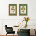Golden Flowers Artwork – Gold Collection - Home Decor for Living Room/Bedroom/Hallway/Office – Green – A4 - Set of 2- Adam & Alice London - ADAM and ALICE Premium Fine Wall Art Unframed Print – Flowers Art – Vase - Home Decor for Living Room Bedroom Hallway Office – Neutral Background - Grey Blue Green Brown – A3 A4 A2