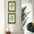 Golden Flowers Artwork – Gold Collection - Home Decor for Living Room/Bedroom/Hallway/Office – Green – A4 - Set of 2- Adam & Alice London - ADAM and ALICE Premium Fine Wall Art Unframed Print – Flowers Art – Vase - Home Decor for Living Room Bedroom Hallway Office – Neutral Background - Grey Blue Green Brown – A3 A4 A2
