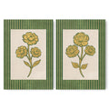 Golden Flowers Artwork – Gold Collection - Home Decor for Living Room/Bedroom/Hallway/Office – Green – A4 - Set of 2- Adam & Alice London - ADAM and ALICE Premium Fine Wall Art Unframed Print – Flowers Art – Vase - Home Decor for Living Room Bedroom Hallway Office – Neutral Background - Grey Blue Green Brown – A3 A4 A2