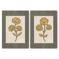 Golden Flowers Artwork – Gold Collection - Home Decor for Living Room/Bedroom/Hallway/Office – Grey – A4 - Set of 2- Adam & Alice London - ADAM and ALICE Premium Fine Wall Art Unframed Print – Flowers Art – Vase - Home Decor for Living Room Bedroom Hallway Office – Neutral Background - Grey Blue Green Brown – A3 A4 A2