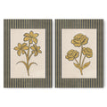 Golden Flowers Artwork – Gold Collection - Home Decor for Living Room/Bedroom/Hallway/Office – Grey – A4 - Set of 2- Adam & Alice London - ADAM and ALICE Premium Fine Wall Art Unframed Print – Flowers Art – Vase - Home Decor for Living Room Bedroom Hallway Office – Neutral Background - Grey Blue Green Brown – A3 A4 A2
