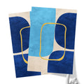 Minimalist Geometric Mid-Century Artwork – Home Decor for Living Room/Bedroom/Hallway/Office - Blue – Set of 2
