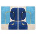 Minimalist Geometric Mid-Century Artwork – Home Decor for Living Room/Bedroom/Hallway/Office - Blue – Set of 2